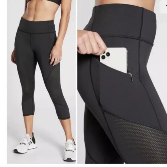 Athleta Mesh Contender Capri Tights Powerlift, Black Size S‎ Women - Picture 1 of 9